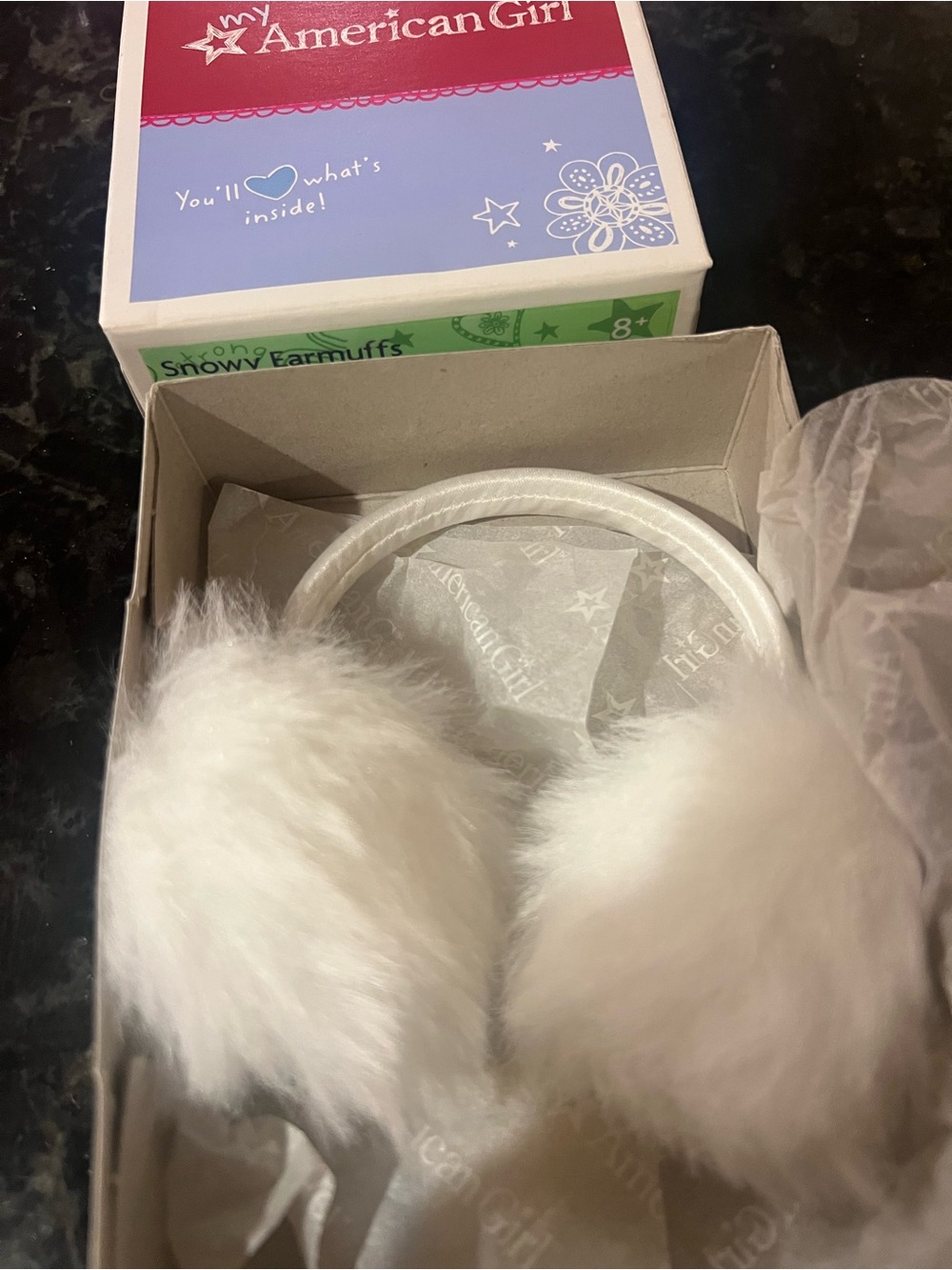 American Girl White Fuzzy Snowy Ear Muffs